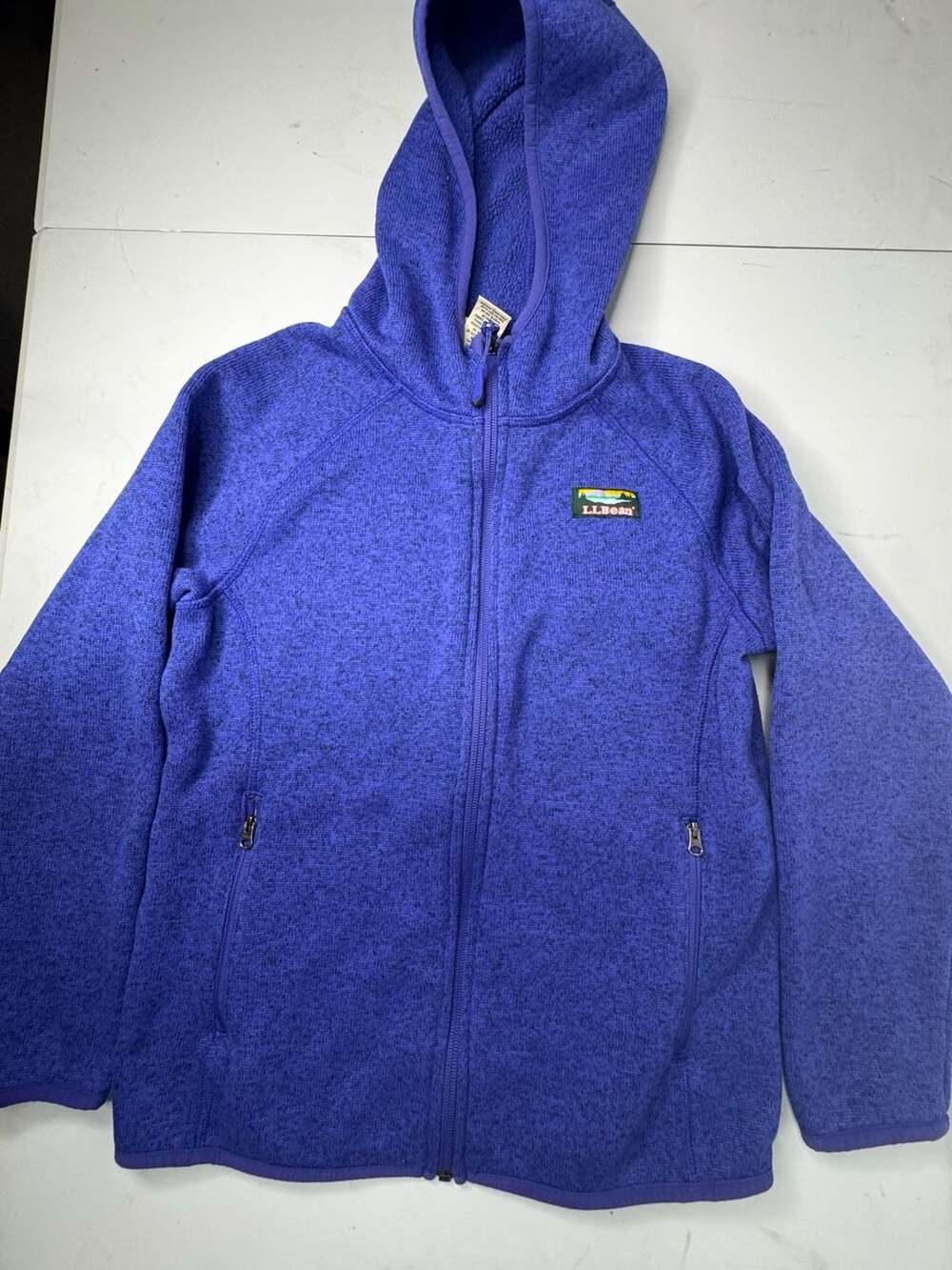 L.L. Bean Kids Sweater Fleece Hooded Jacket Size M 10-12 Purple